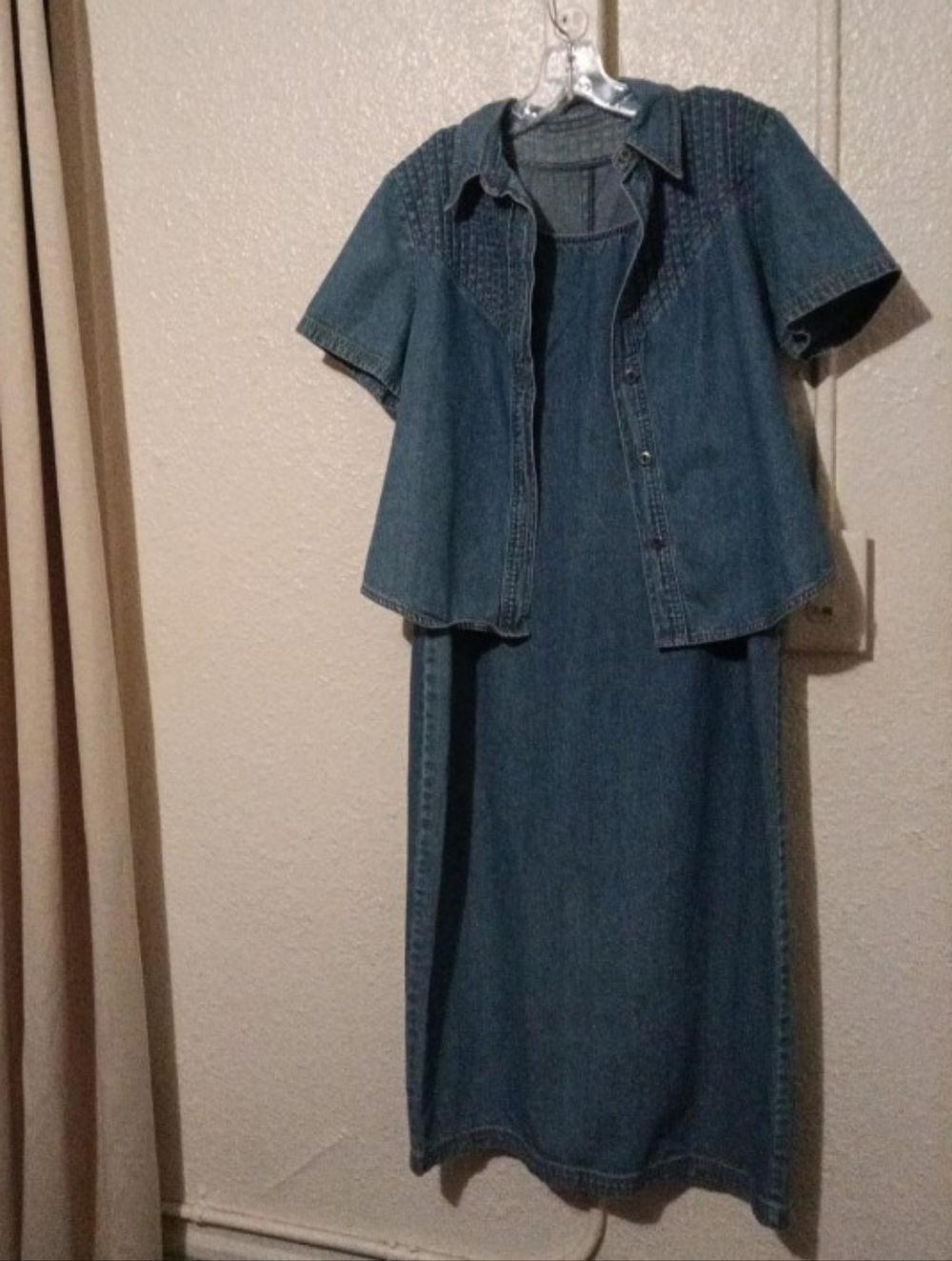 Classic Denim Two-Piece Dress Set in Medium Blue - Picture 2 of 7